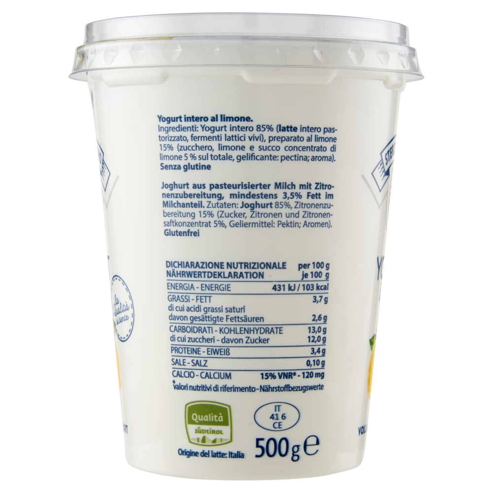 Yogurt Intero al Limone, 500 g